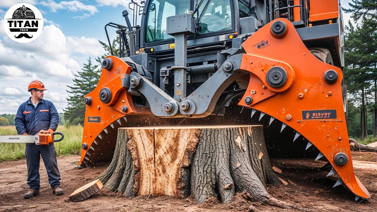 Extreme Dangerous Monster Stump Removal Excavator | Amazing Fastest Wood Chipper Machines #13