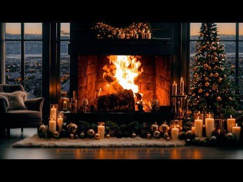 24/7 Fireplace Instrumental Music🔥Relaxing Music Ambience 🔥 Crackling Fireplace 4K
