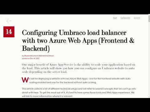 24 Days 2021 - Day 14 - Configuring Umbraco load balancer with two Azure Web Apps (Frontend/Backend)