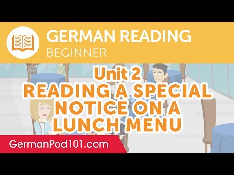German Beginner Reading Practice - Reading a Special Notice on a Lunch Menu