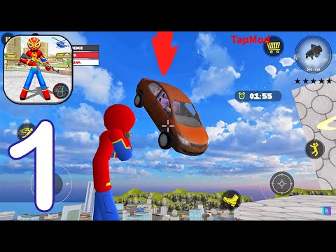 Spider Stickman Rope Hero Vegas Crime City - City Missions - Gameplay Walkthrough Part 1 (Android)