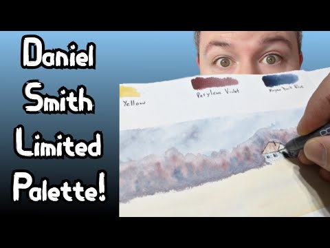 Daniel Smith Limited Palette Mars Yellow, Perylene Violet, Mayan Dark Blue  Simple Watercolor Sketch