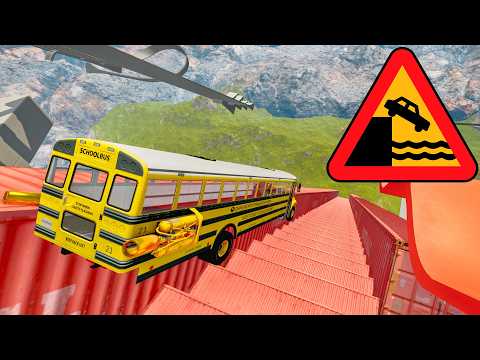 USA School Bus Stairs Jumps Down – Crazy BeamNG Drive Crash You Have to See