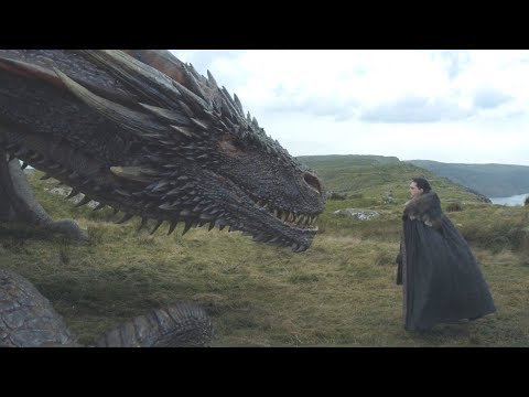 Jon Snow acaricia a Drogon - Jorah Mormont se reencuentra con Daenerys | Juego de Tronos Español HD