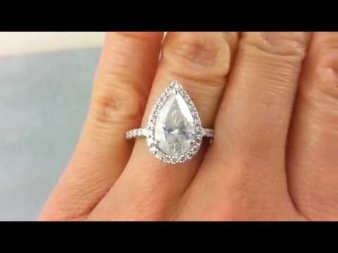 3.00 ctw Pear Shape F SI2 Diamond Engagement Ring - BigDiamondsUSA