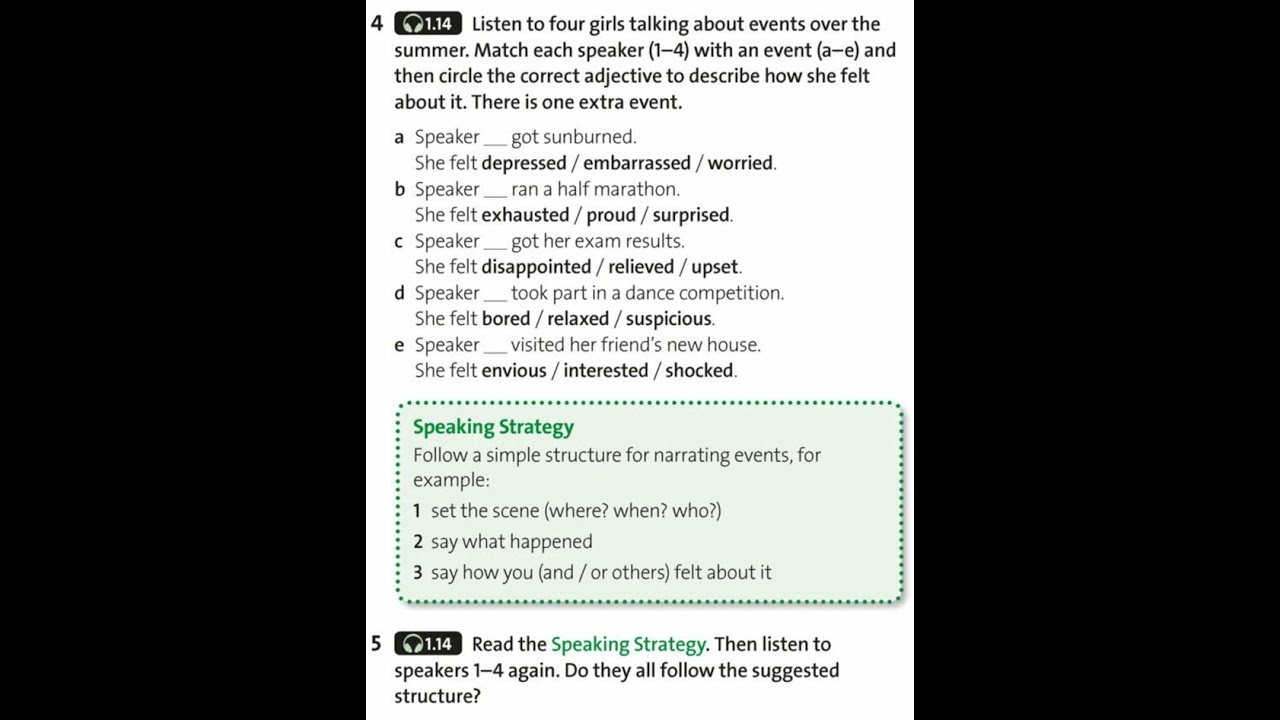 Solutions Pre-Intermediate 3rd edition - Unit 1G - ex. 4&5 (1.14) #english #solutions #learn