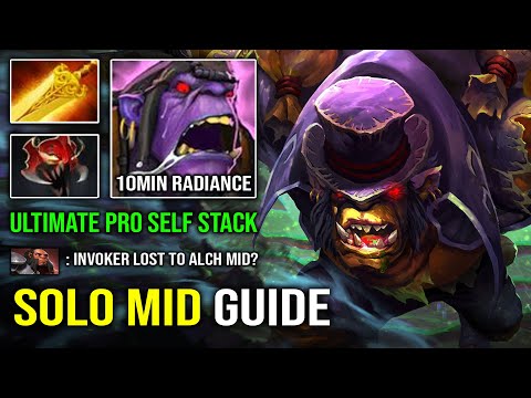 How to Solo Mid Alchemist Against Invoker with 10Min Radiance Insane Self Stack Jungle Dota 2
