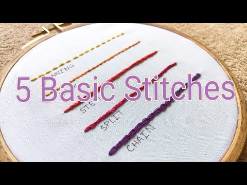 5 Basic Hand Embroidery Stitches | Basic Embroidery Stitches  | Embroidery For Beginners