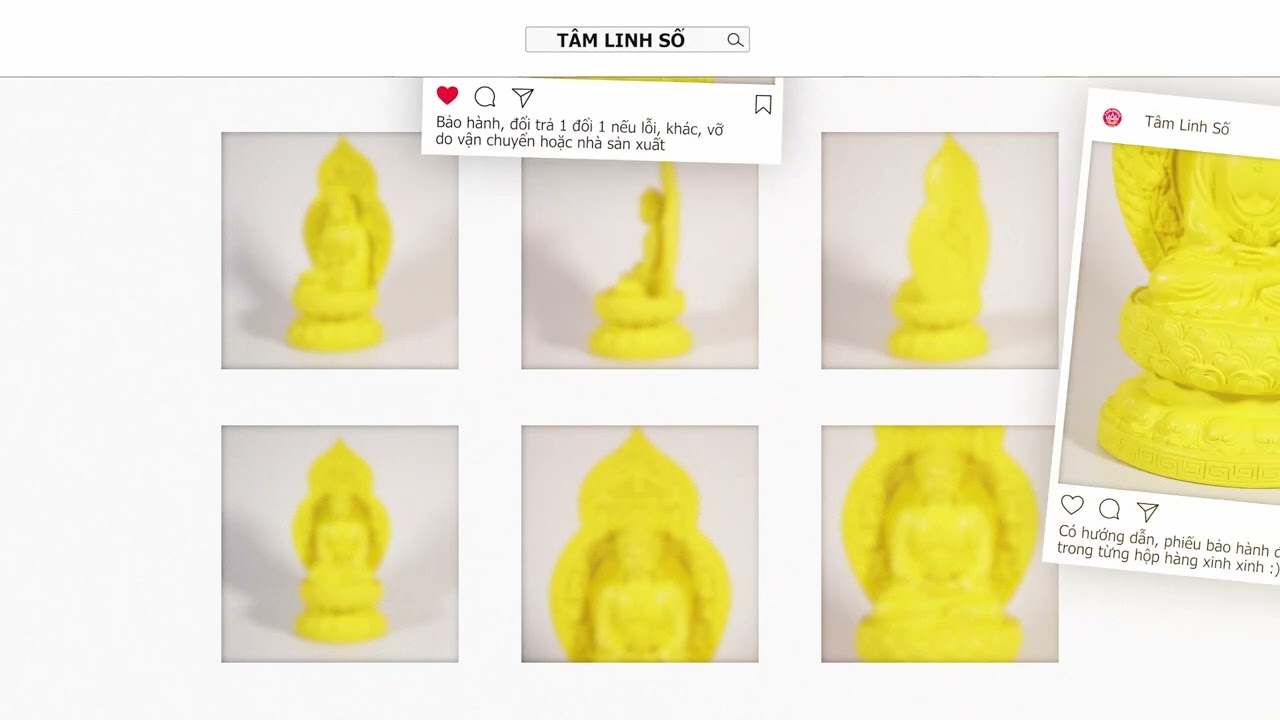 Tượng Phật A Di Đà để xe ô tô vàng đất lá bồ đề hào quang - Cao 19cm ngồi