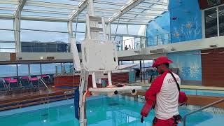 Royal Caribbean Quantum of the Seas pool deck tour. Kristen@outlandertravel.com