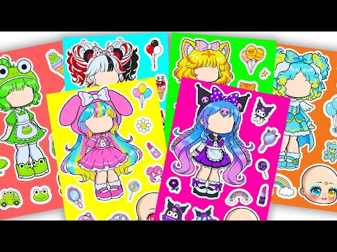 🌈Paper DIY🌈 Cute Sanrio X Gacha Sticker Book #Cinnamoroll #Kuromi #Melody #paperdiy #gachalife #asmr