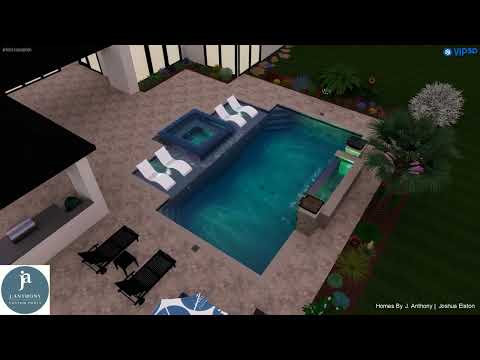 Elegant Pool Design with Spa, Lighting & Lush Landscaping | Pools by J. Anthony
