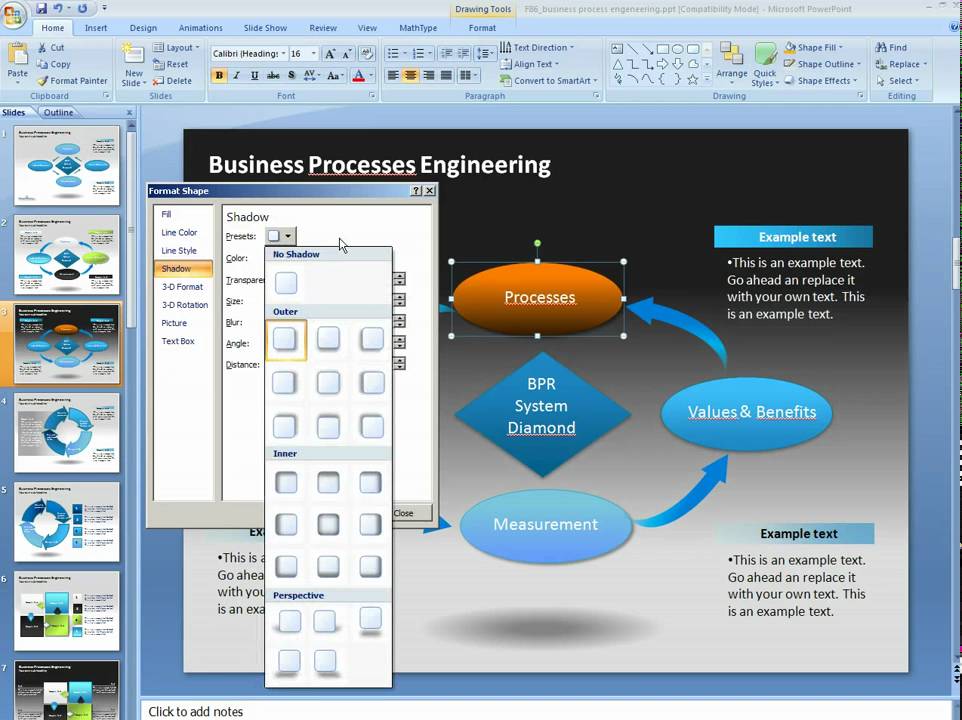 How to work with Business Processes Engineering Template in PowerPoint