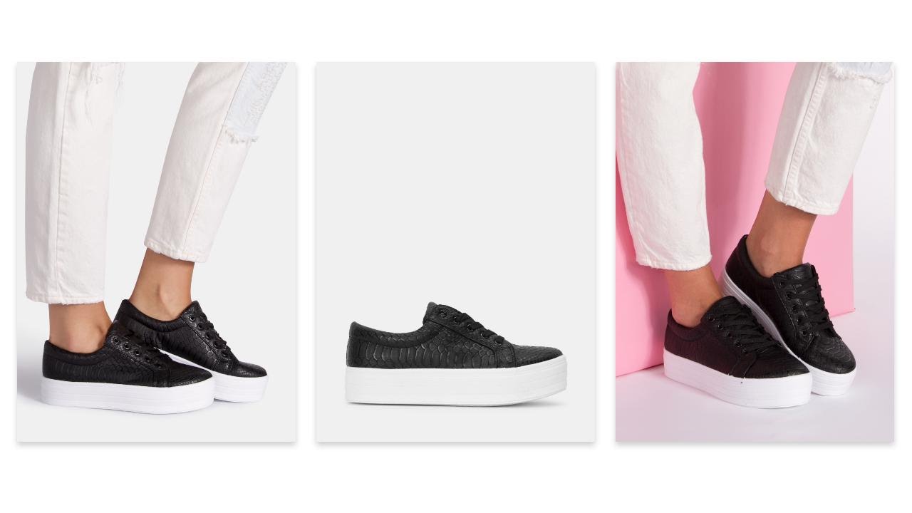 Czarne buty sportowe na platformie Gemma - DeeZee.pl