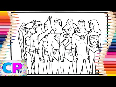 Justice League Coloring Pages/Hawkgirl,Flash,Batman,Superman,Martian Manhunter,Wonder Woman Coloring