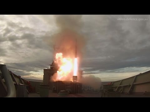 RAN Frigate HMAS Melbourne Missile Firing RIM-162 ESSM Missile from Mk41 VLS