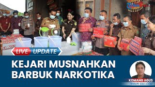 Kejaksaan Negeri Tabanan Musnahkan Barang Terlarang Sabu hingga Tembakau Gorila di Loby Kantor