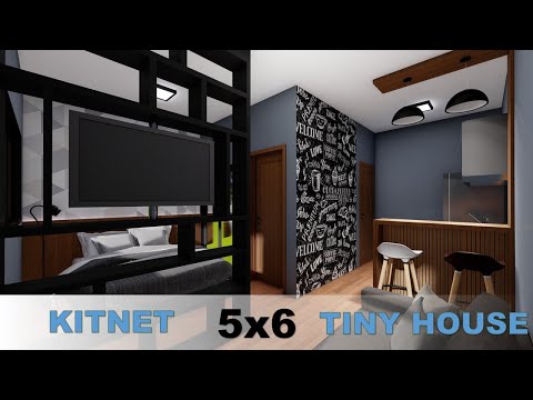 Tiny House (5x6) Kitnet Pequena e Moderna 30 m² - Tour