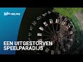 Het is doodstil in dit verlaten kinderspeelpark