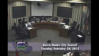 preview picture of video 'Sierra Madre City Council | Regular Meeting | February 24, 2015'