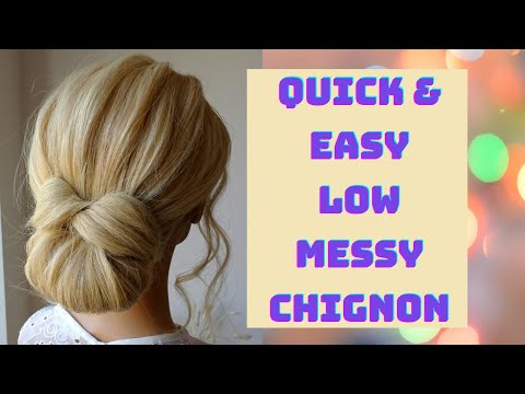 quick and easy low messy chignon hair tutorial