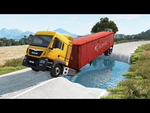 Cars vs Giant Pit Deep Water - Truck Vs Police Cars – BeamNG.Drive | BeamNG Nation #50