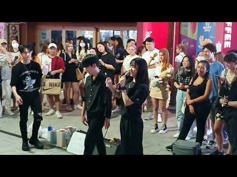 [STREET ARTIST] YU KAGAWA, HYOJIN & YOUNGWON. INTERACTIVE HONGDAE BUSKING. 230712.