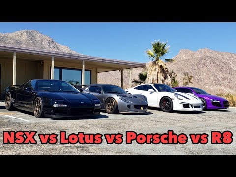 NSX vs Lotus Elise vs 911 Porsche vs Audi R8 Canyon Run
