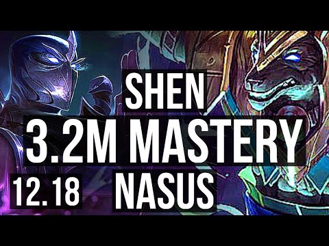 SHEN vs NASUS (TOP) | 3.2M mastery, 1/1/14, 800+ games | KR Diamond | 12.18