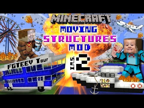 FGTeeV - MINECRAFT MOVING STRUCTURES! Bus, Boat, Plane, Movie Theater | Instant Massive Structures 2 Mod