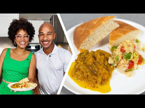 How To Make Coconut Bake, Pumpkin Choka & Saltfish Buljol 🇹🇹 Foodie Nation