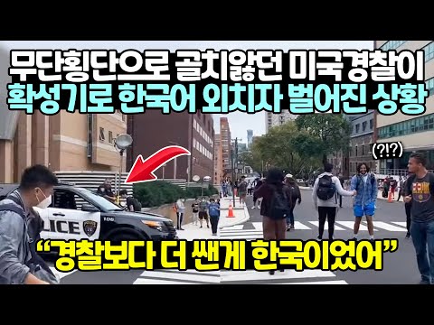 [유튜브] 무단횡단으로 골치앓던 미국경찰이 확성기로 한국어 외치자 벌어진 상황