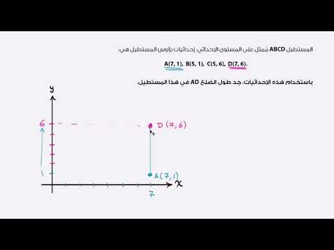 الصف السادس الرياضيات الهندسة إيجاد أبعاد المستطيل باستخدام الإحداثيات