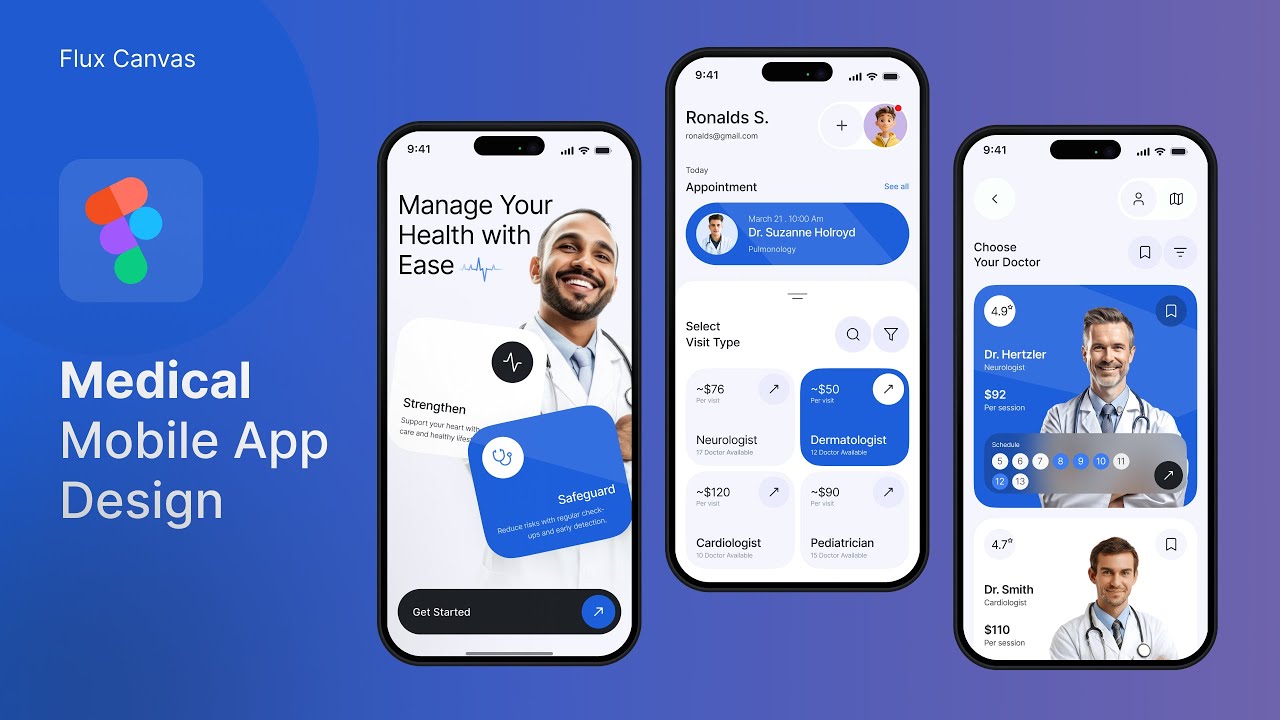 Medical App UI Design in Figma 🏥📱 | Smooth Mobile Prototyping Tutorial for Beginners