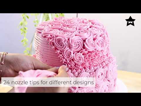 Ambrosia Stainless Steel Cake Decorator Nozzle- 24Pc