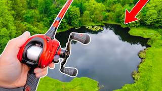 Fishing for 15lb Bass in HIDDEN Pond!