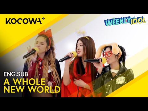 KATSEYE Sophia, Yoonchae, & Daniela Cover "A Whole New World" 🎶 | Weekly Idol EP683 | KOCOWA+