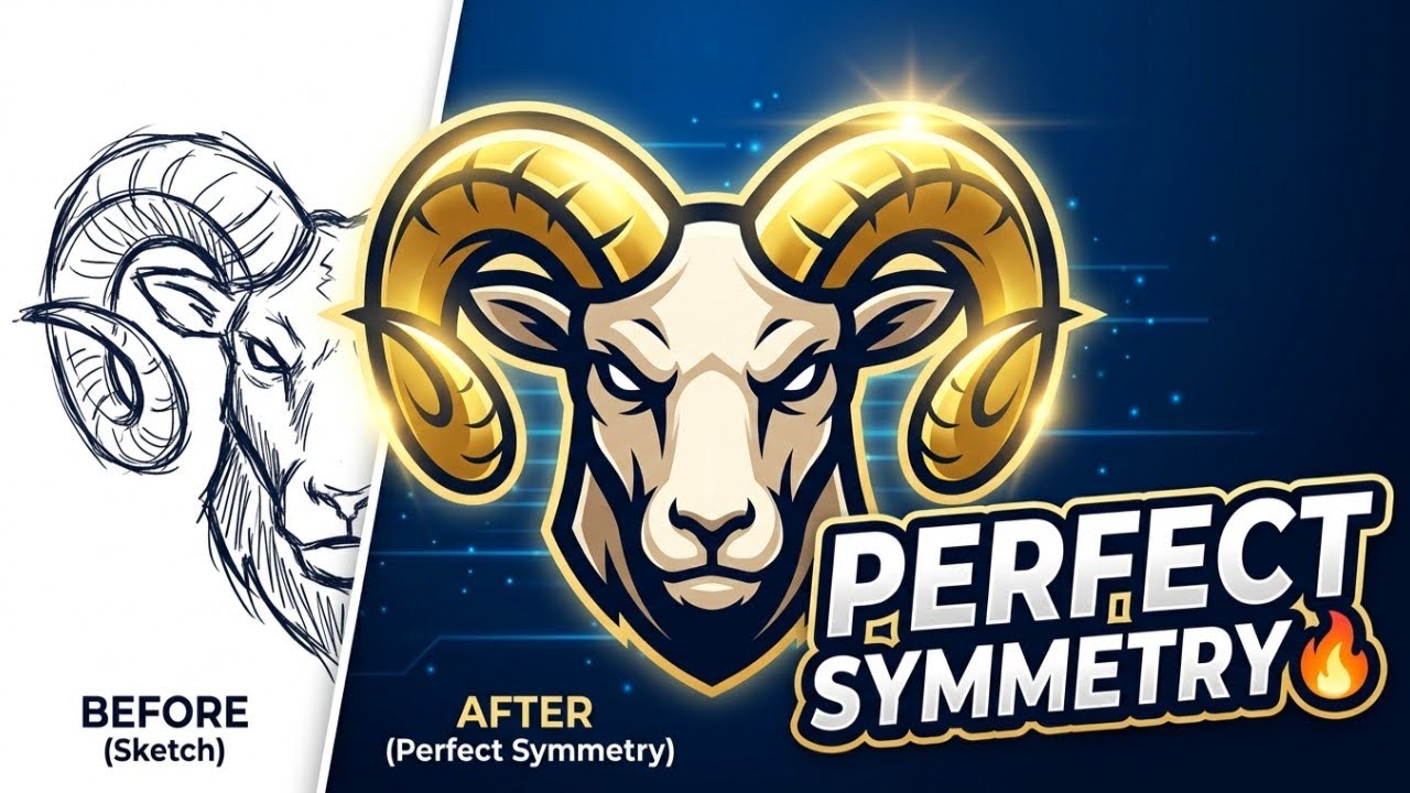 “Minimalist Ram Logo Design 🐏🔥 | Satisfying Art Process”