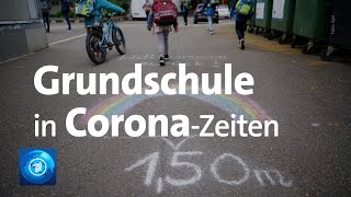 Lernen mit Corona: Erstklässler zurück in der Grundschule in Hamburg