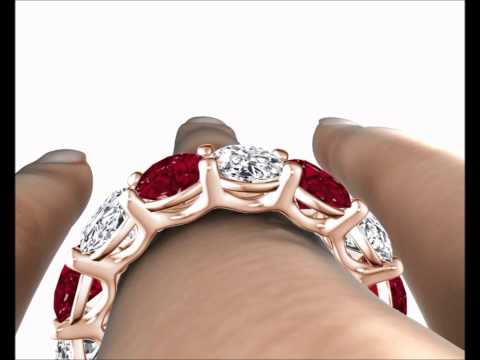 Oval-Cut Ruby & Diamond Eternity Ring