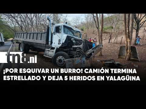 Accidente de tránsito en Yalagüina deja cinco lesionados tras choque de camión contra un árbol