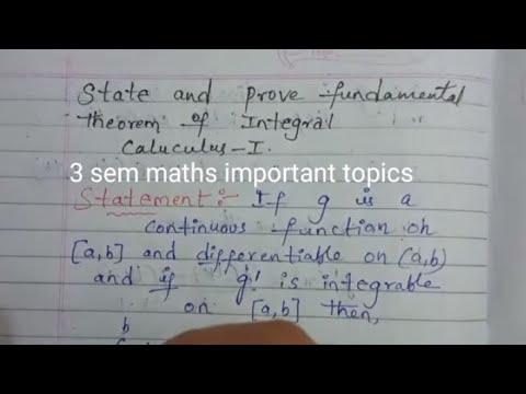 FUNDAMENTAL THEOREM OF INTEGRAL CALCULUS 1 maths 3 rd sem very very important question 