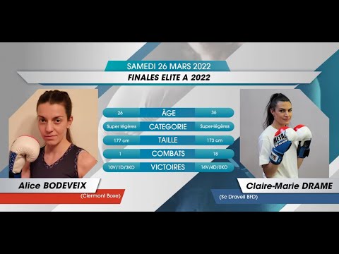 SAVATE BOXE FRANCAISE - Finale FRANCE Elite A 2022 -  F65 / BODEVEIX Alice Vs DRAME Claire-Marie