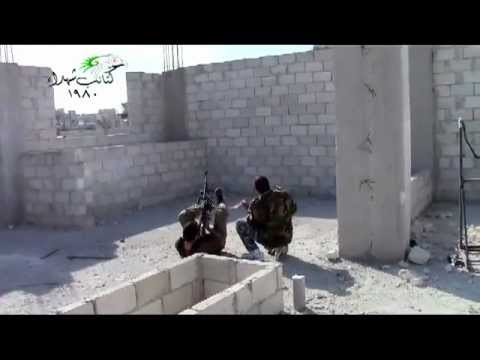 محاولة استهداف للطيران الحربي في أحياء مدينة حلب بواسطة رشاش بي كي سي من قبل كتائب شهداء 1980