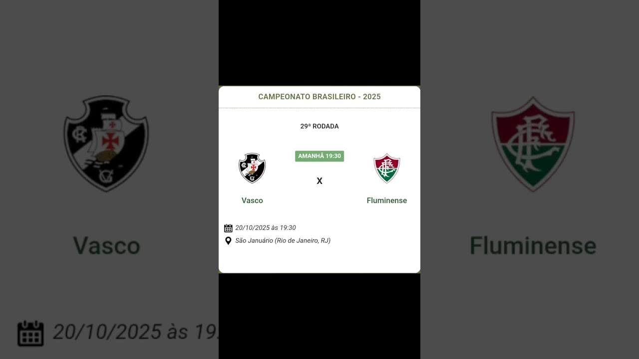 placar exato jogo Vasco X fluminense 20/10/2025