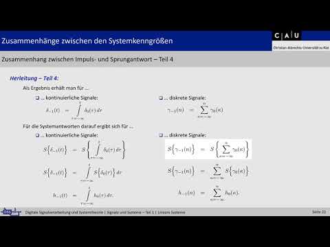 Vorlesung "Signale und Systeme - Teil 1", 4. Lineare Systeme, Teil 2