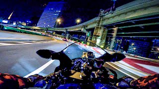 Driving on Tokyo highway at night  YAMAHA YZF-R6  