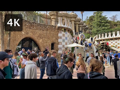 Park Guell 🇪🇸 Barcelona, Spain 👣 Tour Walk 4K UHD