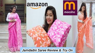 Latest Dhakai Jamdani Saree Review| Amazon/Meesho Saree Review|| Krrish Sarkar