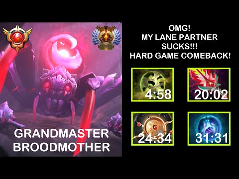 Offlane Broodmother - OMG! MY LANE PARTNER SUCKS!!! - HARD GAME COMEBACK! (0064) - Immortal Gameplay